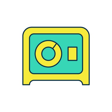 Doldurulmuş Güvenli simge beyaz arkaplanda izole edildi. Kapı, şifreli bir banka kasası. Güvenilir Veri Koruma. Vektör