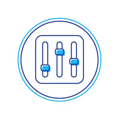 Doldurulmuş ses düzenleyici simgesi beyaz arkaplanda izole edildi. DJ ekipman kaydırma düğmeleri. Konsol karıştırılıyor. Vektör