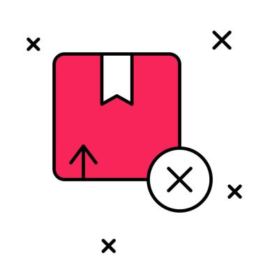 Doldurulmuş karton kutu simgesi beyaz arkaplanda izole edildi. Kutu, paket, paket işareti. Teslimat ve ambalaj. Vektör