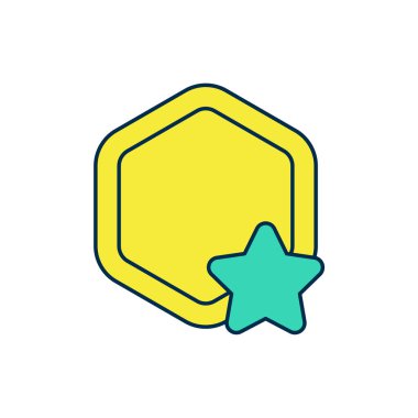 Doldurulmuş ana hatlı bal peteği simgesi beyaz arkaplanda izole edildi. Bal hücrelerinin sembolü. Tatlı doğal yemek. Vektör