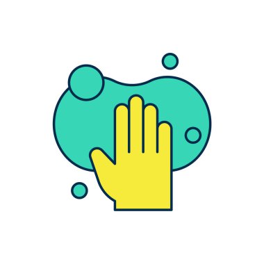 Doldurulmuş Sünger simgesi beyaz arkaplanda izole edildi. Bulaşık yıkamak için bir tutam Bast. Temizlik servisi logosu. Vektör