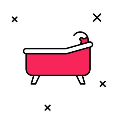 Beyaz arkaplanda izole edilmiş ana hatlı Küvet simgesi. Vektör