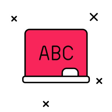 Beyaz arkaplanda izole edilmiş ana hatlı yazı tahtası simgesi. Okul karatahtası. Vektör