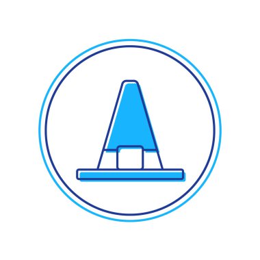 Beyaz arka planda izole edilmiş ana hatlı Cadı şapkası simgesi. Mutlu Cadılar Bayramı Partisi. Vektör