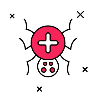 Beyaz arka planda izole edilmiş ana hatlı Örümcek simgesi. Mutlu Cadılar Bayramı Partisi. Vektör