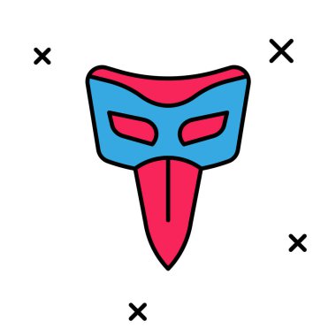 Doldurulmuş ana hatlı karnaval maskesi simgesi beyaz arkaplanda izole edildi. Maskeli balo maskesi. Vektör