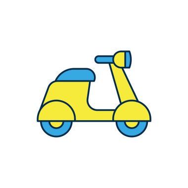 Beyaz arkaplanda izole edilmiş ana hatlı Scooter simgesi. Vektör