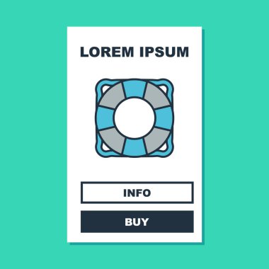 Doldurulmuş Lifebuoy simgesi turkuaz arka planda izole edildi. Can simidi sembolü. Vektör