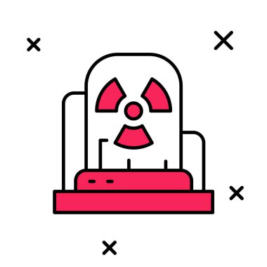 Beyaz arkaplanda izole edilmiş Radyoaktif uyarı lambası simgesi. Vektör