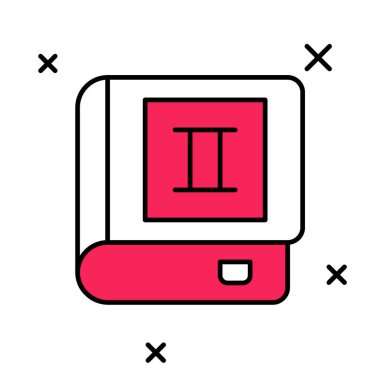 Doldurulmuş Kitap simgesi beyaz arkaplanda izole edildi. İkinci cilt. Vektör