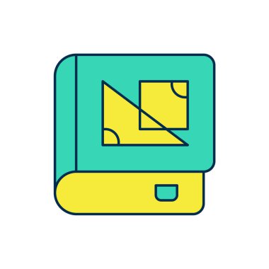 Beyaz arkaplanda izole edilmiş geometri simgesi hakkında ana hatlarıyla dolu bir kitap. Vektör