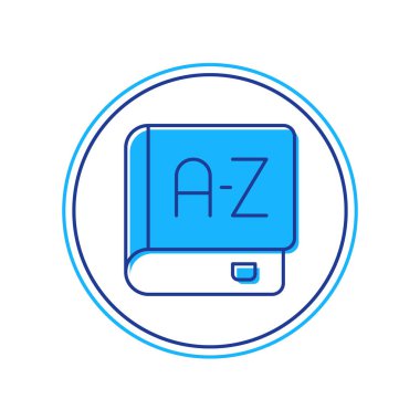 Doldurulmuş Çeviri Defteri simgesi beyaz arkaplanda izole edildi. Sohbet balonunda yabancı dil konuşma simgeleri. Çeviri konsepti. Vektör