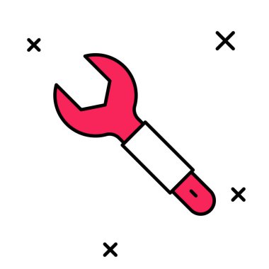 Doldurulmuş anahtar anahtarı simgesi beyaz arkaplanda izole edildi. Anahtar tamir aleti. Servis aracı sembolü. Vektör