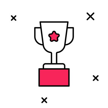 Doldurulmuş taslak ödül kupa simgesi beyaz arkaplanda izole edildi. Galibiyet ödülü sembolü. Şampiyonluk ya da yarışma kupası. Spor başarısı işareti. Vektör