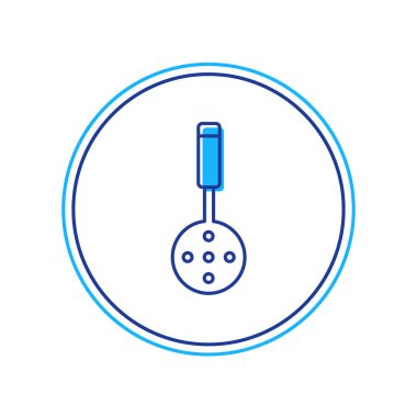 Doldurulmuş ana hatlı Spatula simgesi beyaz arkaplanda izole edildi. Mutfak spatula ikonu. Barbekü spatula işareti. Barbekü ve ızgara aleti. Vektör