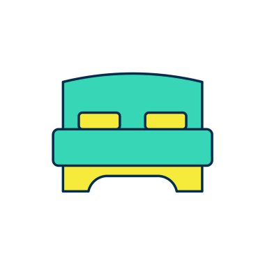 Beyaz arka planda izole edilmiş iki ya da bir kişi için büyük yatak. Vektör