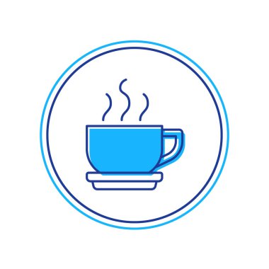 Doldurulmuş kahve fincanı simgesi beyaz arkaplanda izole. Çay fincanı. Sıcak içecek kahvesi. Vektör