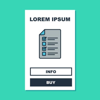 Çevrimiçi sorgulama, test, inceleme ya da kontrol listesi ikonu turkuaz arka planda izole edildi. Sınav listesi. E-eğitim konsepti. Vektör