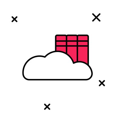 Doldurulmuş ana hat Bulut veya çevrimiçi kütüphane simgesi beyaz arkaplanda izole edildi. İnternet eğitimi ya da uzak mesafe eğitimi. Vektör