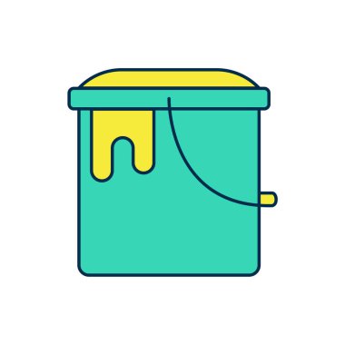 Beyaz arkaplanda izole edilmiş ana hatlı boya kovası simgesi. Vektör