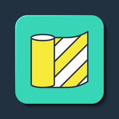 Doldurulmuş duvar kağıdı simgesi mavi arkaplanda izole edildi. Turkuaz kare düğme. Vektör