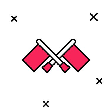 Doldurulmuş ana hatlı bayrak simgesi beyaz arkaplanda izole edildi. Yer belirleyici sembol. Vektör