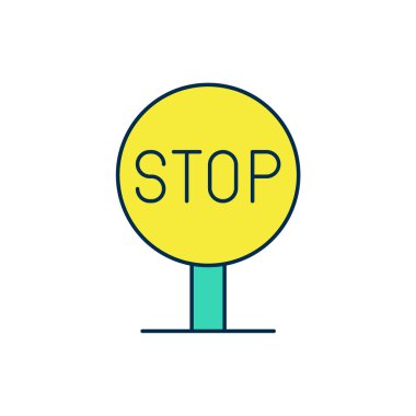 Doldurulmuş dur işareti simgesi beyaz arkaplanda izole edildi. Trafik yönetmeliklerine göre dur işareti. Vektör