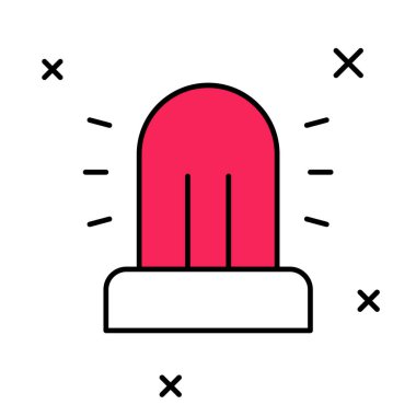 Beyaz arkaplanda izole edilmiş ana hatlı siren simgesi. Acil durum sireni. Vektör