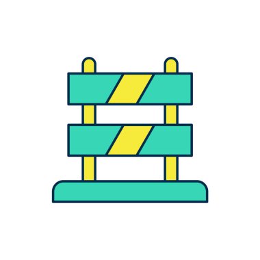 Beyaz arkaplanda izole edilmiş tren yolu simgesinin ana hatları dolduruldu. Dur işareti. Demiryolu tamponundan hedefe. Vektör