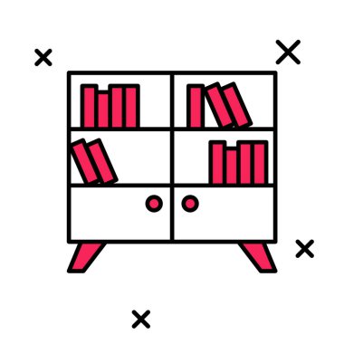 Doldurulmuş ana hat kitaplık simgesi beyaz arkaplanda izole edildi. Vektör