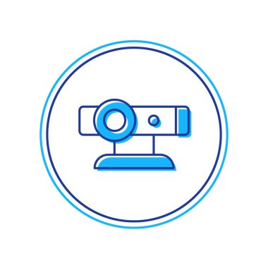 Doldurulmuş web kamera simgesi beyaz arkaplanda izole edildi. Sohbet kamerası. Web kamerası simgesi. Vektör