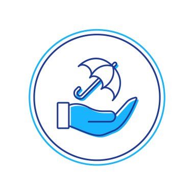 Ana hatları doldurulmuş Umbrella el simgesi beyaz arkaplanda izole edildi. Sigorta konsepti. Su geçirmez ikon. Koruma, güvenlik, güvenlik kavramı. Vektör