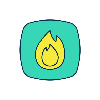 Doldurulmuş Ateş alevi simgesi beyaz arkaplanda izole edildi. Vektör