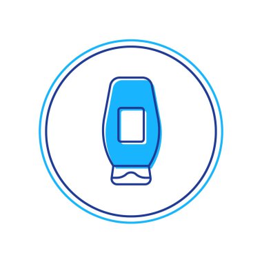 Beyaz arka planda izole edilmiş şampuan ikonu ana hatlarıyla dolu. Vektör