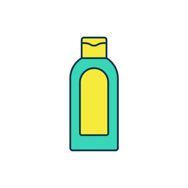 Beyaz arka planda izole edilmiş şampuan ikonu ana hatlarıyla dolu. Vektör