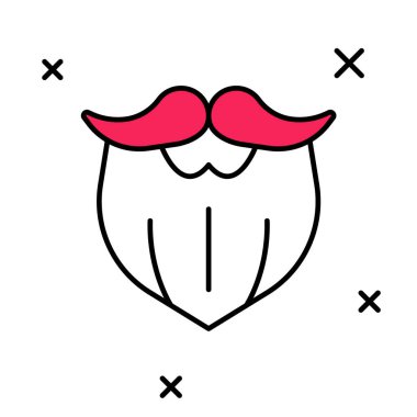 Beyaz arka planda izole edilmiş bıyık ve sakal simgesi. Berber dükkanı sembolü. Yüz kılı stili. Vektör