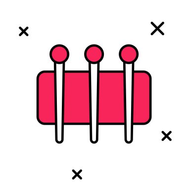 Dikiş ikonu için doldurulmuş iğne beyaz arkaplanda izole edilmiş. Terzi sembolü. Tekstil el sanatları tabelasını diker. Nakış aletleri. Vektör