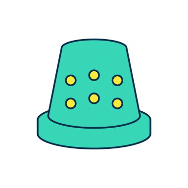 Dikiş simgesi için yüksük beyaz arkaplanda izole edildi. Vektör