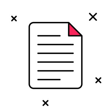 Doldurulmuş ana hatlı dosya belgesi simgesi beyaz arkaplanda izole edildi. Kontrol listesi simgesi. İş konsepti. Vektör