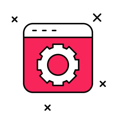 Doldurulmuş ana hat Tarayıcı ayarı simgesi beyaz arkaplanda izole edildi. Ayarlama, servis, bakım, onarım, onarım. Vektör