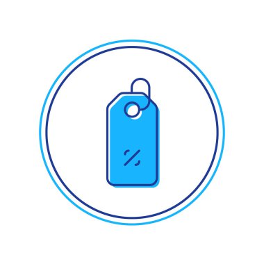 Doldurulmuş İndirim yüzde etiketi simgesi beyaz arkaplanda izole edildi. Etiket alışverişi. Özel teklif işareti. İndirim kuponları sembolü. Vektör