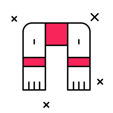 Beyaz arkaplanda kışın eşarp simgesi oluşturuldu. Vektör