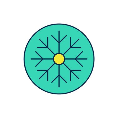 Doldurulmuş Snowflake simgesi beyaz arkaplanda izole edildi. Mutlu Noeller ve mutlu yıllar. Vektör