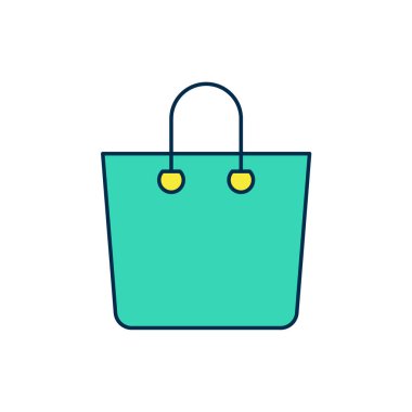 Doldurulmuş kağıt poşet ikonu beyaz arka planda izole edilmiş. Paket işareti. Vektör