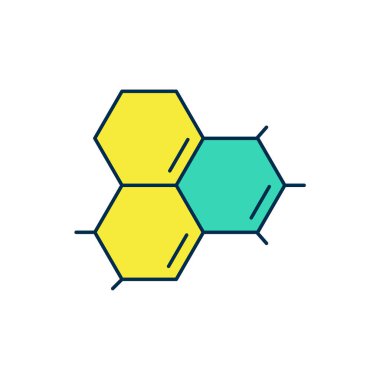 Doldurulmuş Molekül yağı simgesi beyaz arkaplanda izole edilmiş. Kimya moleküllerinin yapısı. Vektör