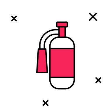 Beyaz arka planda izole edilmiş ana hatlı yangın söndürme ikonu. Vektör