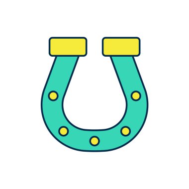 Beyaz arkaplanda izole edilmiş ana hatlı at nalı simgesi. Vektör