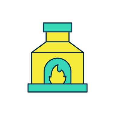 Beyaz zemin üzerinde izole edilmiş ana hatlı Blacksmith fırın ikonu. Vektör