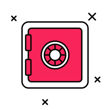 Doldurulmuş Güvenli simge beyaz arkaplanda izole edildi. Kapı, şifreli bir banka kasası. Güvenilir Veri Koruma. Vektör