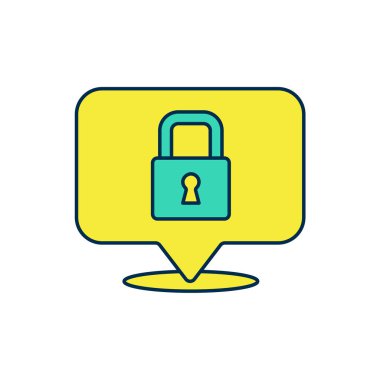 Doldurulmuş ana hat Kilit simgesi beyaz arkaplanda izole edildi. Asma kilit işareti. Güvenlik, güvenlik, koruma, gizlilik kavramı. Vektör